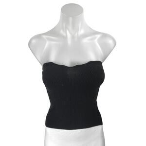 Aritzia Wilfred Black Strapless Sleeveless Ribbed Knit Tube Bandeau Crop Top 2XS